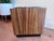 Animal Skin Pair of Modern Wood Cube Stools With Brown Leather Upholstered Tops For Sale - Image 7 of 13