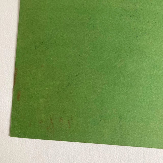 Paper 1950s Original Modern Portrait Pastel Drawing of a Woman on Green Paper For Sale - Image 7 of 11