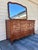 Vintage 1940s Solid Cherry 12-Drawer Serpentine French Provincial Triple Dresser and Matching Mirror Set For Sale In Los Angeles - Image 6 of 12