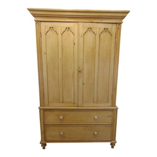 19th Century Rustic English Pine Linen Press For Sale