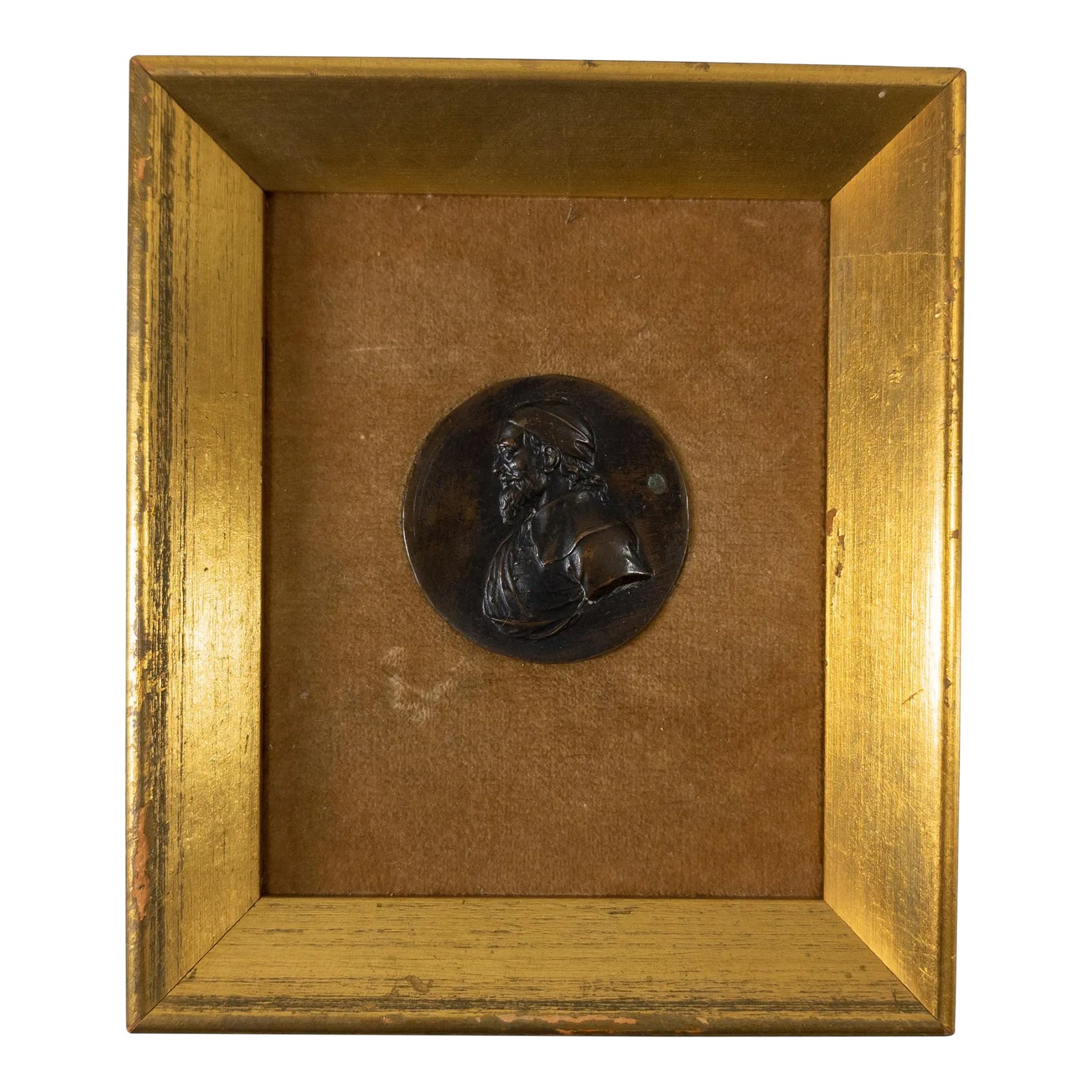 20th Century Decorative Renaissance Style Copper Medallion in Frame ...