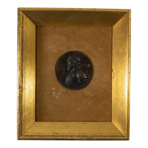 20th Century Decorative Renaissance Style Copper Medallion in Frame