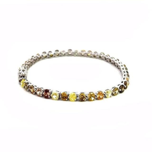 Diamonds Tennis Bracelet Multicolor Natural Color Round Oval and Cushion 8ct For Sale In Miami - Image 6 of 8