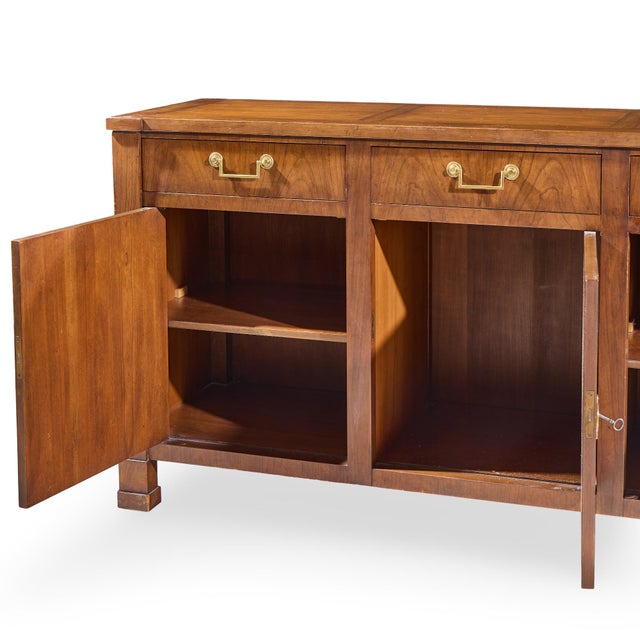 Brown Baker Walnut and Brass Buffet Credenza For Sale - Image 8 of 11