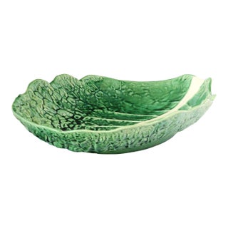 Oversized Green Majolica Serving or Centerpiece Bowl For Sale
