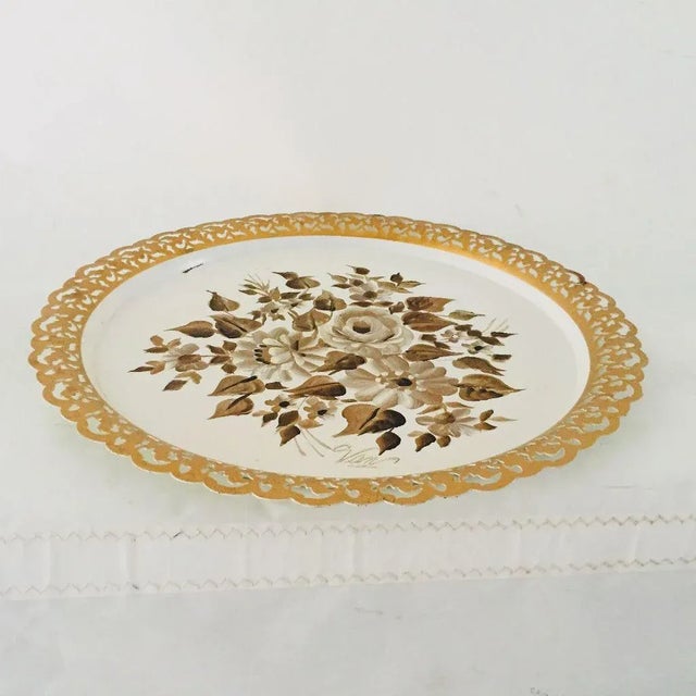 Vintage hand painted floral tole tray, signed by artist , makers mark reads "Nashco Products New York" In very good...