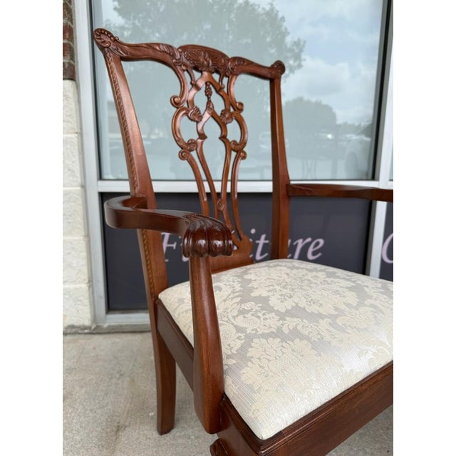 Brown Set of 8 Hickory Chair Chippendale Dining Chairs For Sale - Image 8 of 17