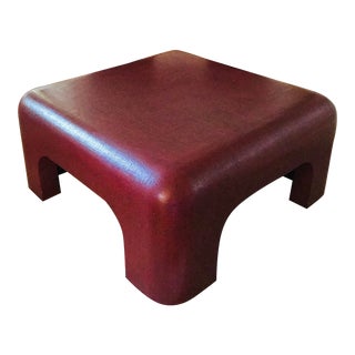 Linen-Wrapped Oxblood-Red Cocktail Table After Karl Springer For Sale
