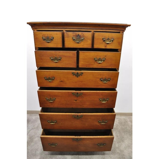 Traditional Antique 18th Century Georgian Mahogany Highboy Tall Chest 9 Drawer Dresser For Sale - Image 3 of 12