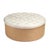 The Tufted Round Ottoman from Zentique is an oversized round ottoman with a two-tone design: a plush button-tufted natural...