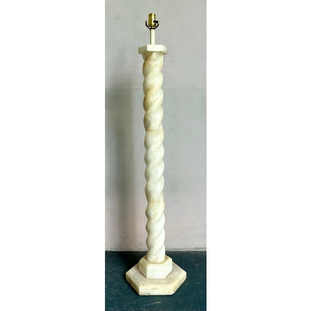 Vintage Boho Alabaster Barley Twist Floor Lamp For Sale - Image 10 of 12