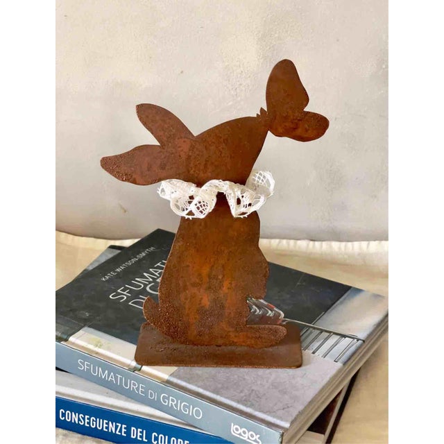 Handcrafted Rust Rabbit, Cat and Dachshund, Italy, 1990s, Set of 3 For Sale - Image 4 of 13