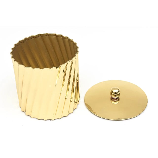 Mid-Century Modern Vintage Brass Fluted Box With Ball Top MId Century Modern Desk Accessory, 1950's For Sale - Image 3 of 11