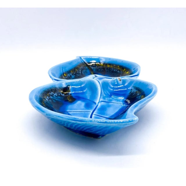 Mid-Century Santa Anita California Pottery Divided Dish – Leaf Motif / Retro Entertaining For Sale - Image 4 of 8