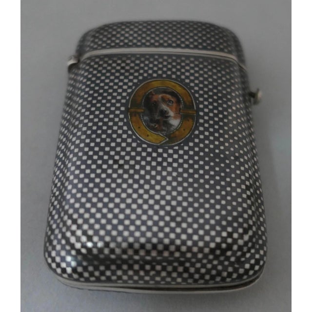 1900 - 1909 1900s Niello Cigarette Case with Dog Portrait Sterling Silver For Sale - Image 5 of 12