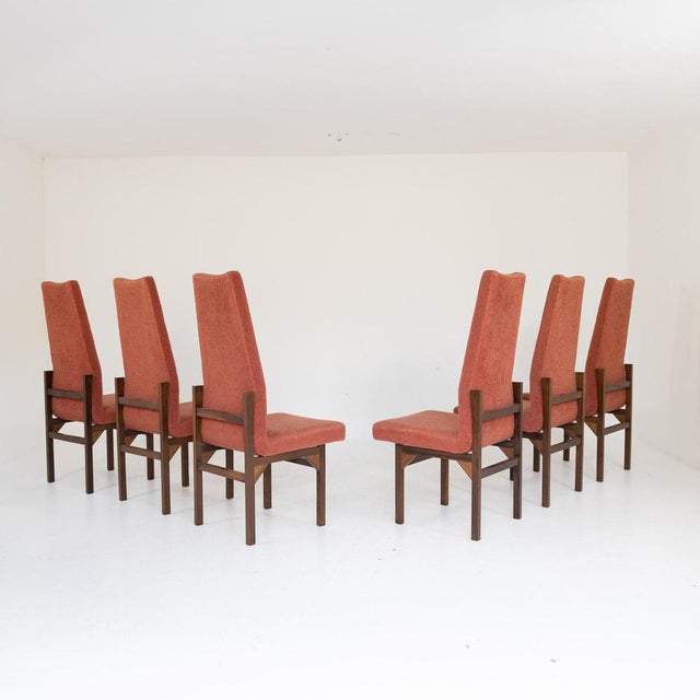 Teak and Red Bouclé Chairs, 1960s, Set of 6 For Sale - Image 10 of 12