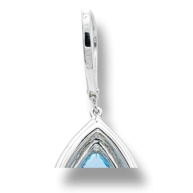 Traditional Tiffany & Co. Soleste 3 Ct Aquamarine and Diamond Drop Earrings For Sale - Image 3 of 7