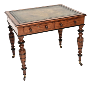Antique Victorian Leather Top Writing Table, 1880s