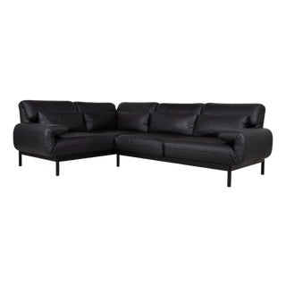Plura Leather Corner Sofa in Black from Rolf Benz For Sale