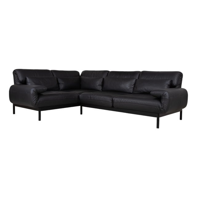 Plura Leather Corner Sofa in Black from Rolf Benz For Sale