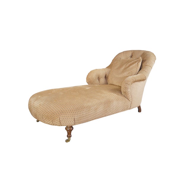 Century Furniture chaise lounge / day bed / fainting couch / settee. Features a tufted diamond upholstery with rolled...