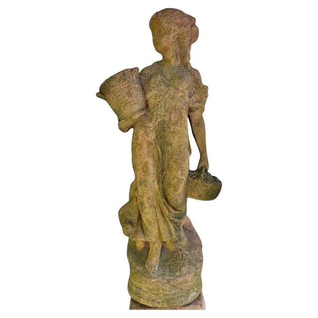 Italian Terracotta Girl with Vase, 19th Century For Sale - Image 8 of 8