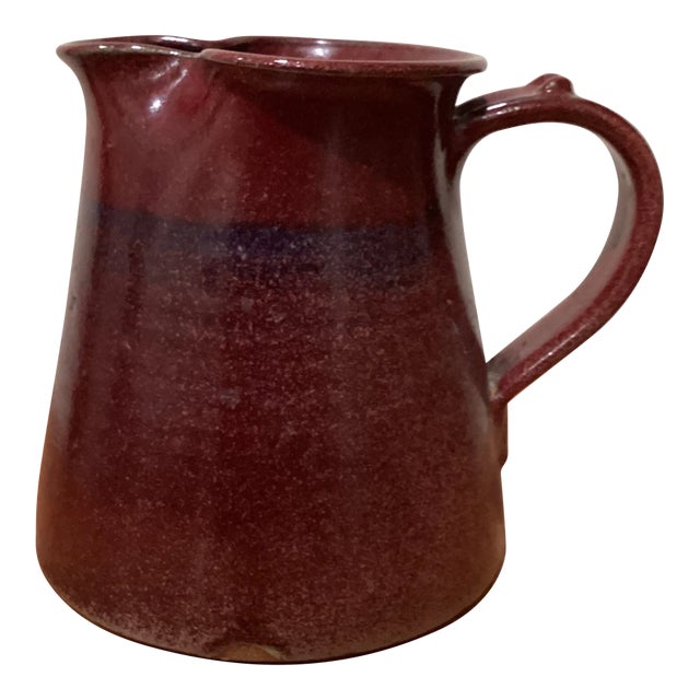 Mid 20th Century Vintage Original Zappa Burgundy Glazed Earthenware Pitcher Art Pottery Montrose, Colorado For Sale