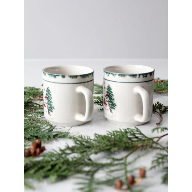 Ceramic Vintage Let It Snow Christmas Mugs Pair For Sale - Image 7 of 7