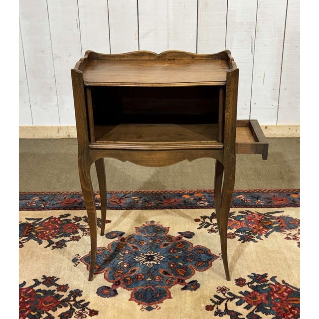 Brown Louis XV Style Beech Bedside Table with Curtains, 1950s For Sale - Image 8 of 9