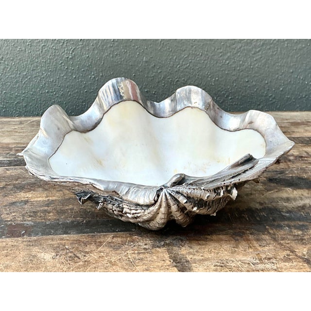 This striking vintage decorative bowl is a quintessential example of Hollywood Regency glamour merged with coastal...