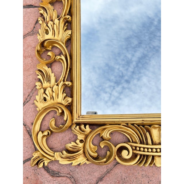 Gold Gold Wall Mirror With Carved Frame In Rococo Style For Sale - Image 8 of 9