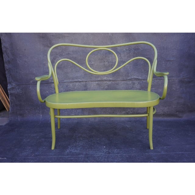 Pop Art Early 20th Century Painted Thonet Embossed Bentwood Bench For Sale - Image 3 of 10