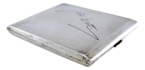 Plain Silver Cigarette Case with Gold Interior and Hinged Lid