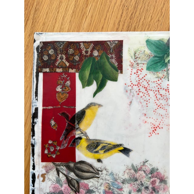 Paper Birds at Play, Encaustic on Antique Book Cover For Sale - Image 7 of 8