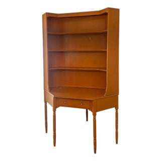 Vintage Ethan Allen American Traditional Painted Corner Desk With Bookcase Hutch For Sale