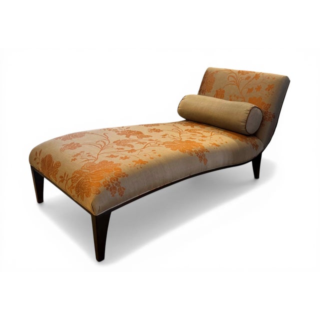 Transitional Silk Damask Chaise or Recamier For Sale In Miami - Image 6 of 11