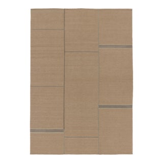 Rug & Kilim’s Contemporary Kilim With Rectangular Designs in Beige & Blue For Sale