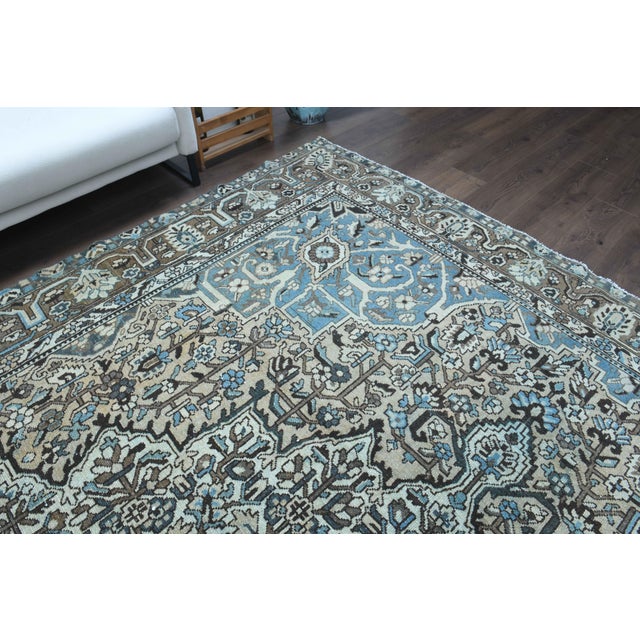 Textile 1970s Vintage Persian Handmade Wool Cotton Light Brown Area Rug For Sale - Image 7 of 11