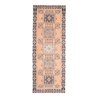 Vintage Turkish Oushak Handmade Wool Cotton OrangeRunner Rug For Sale