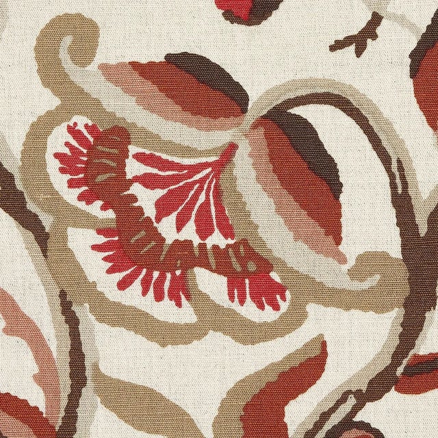 Schumacher Sample - Schumacher Alexandra Vine Linen Fabric in Natural & Spice For Sale - Image 4 of 6