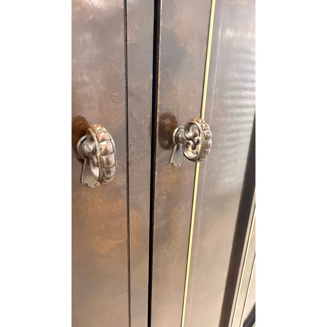 William Doezema for Mastercraft Burl Wood & Brass Armoire, 1970s For Sale - Image 10 of 14