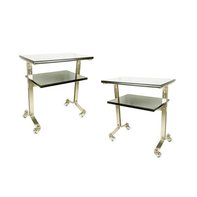 Brushed Steel & Stained Wood attributed to Giulio Moscatelli for Formanova, Italy, 1960s, Set of 2 For Sale - Image 16 of 16