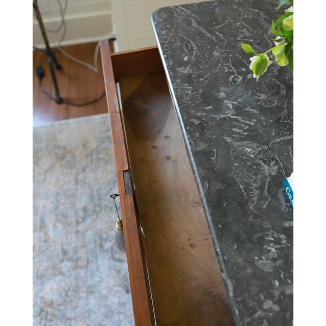 19th Century French Louis Philippe Walnut Commode, Chest of Drawers With Marble Top For Sale - Image 9 of 12