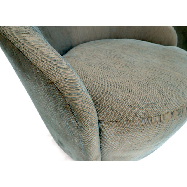 Textile Pair of Barrel Back Tub Swivel Lounge Slipper Chairs Milo Baughman Style For Sale - Image 7 of 11