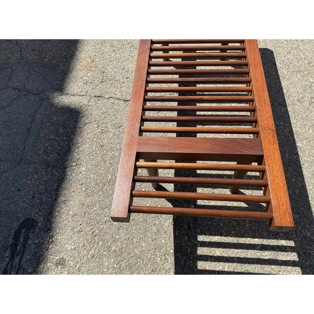 1990s Walnut Bench in Manner of Milo Baughman for Glenn of California For Sale - Image 4 of 14
