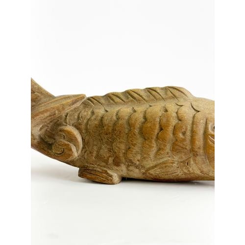 Brown Late 19th Century Japanese Meiji Keyaki Wood Koi Carp Sculpture For Sale - Image 8 of 10