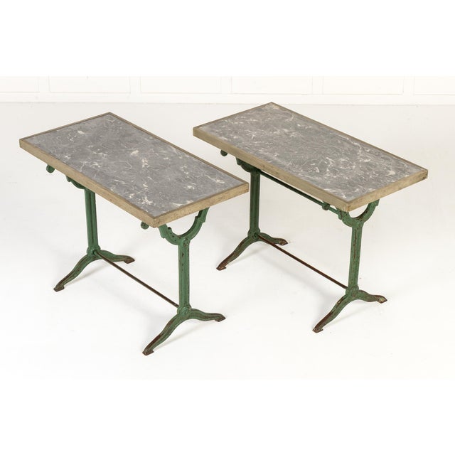 19th Century Garden Tables with Marble Tops, Set of 2 For Sale - Image 9 of 11