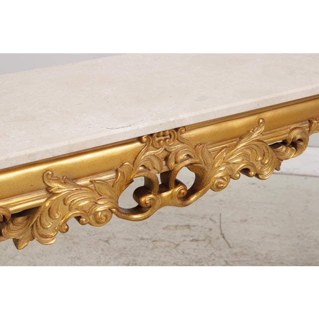 Rococo Style Gilt & Gold Marble Top Console Table For Sale In Philadelphia - Image 6 of 18