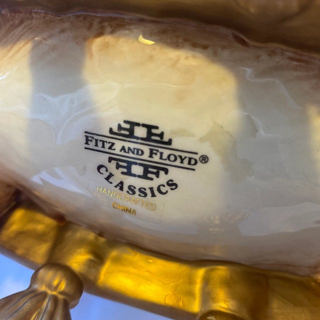 1990s Fitz and Floyd Holiday Pine Standing Reindeer Candle Holder Retired For Sale - Image 9 of 11