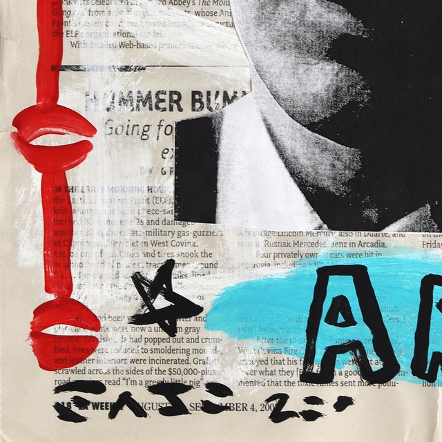 Warhol Pop Eyes - Original Pop Art Acrylic Painting on Newspaper by Gary John For Sale - Image 4 of 6